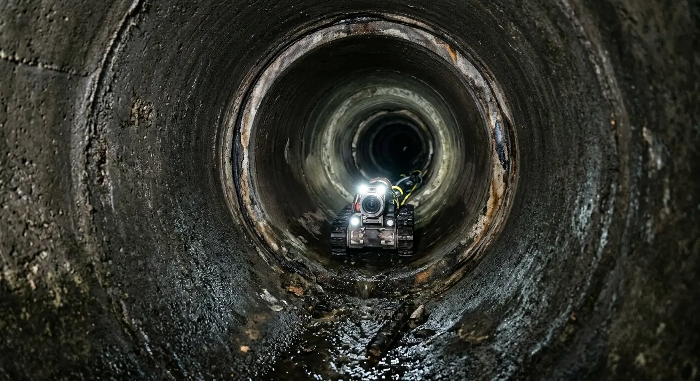 Robotic sewer camera inspecting pipe interior for Drain Snake Service in Conyers